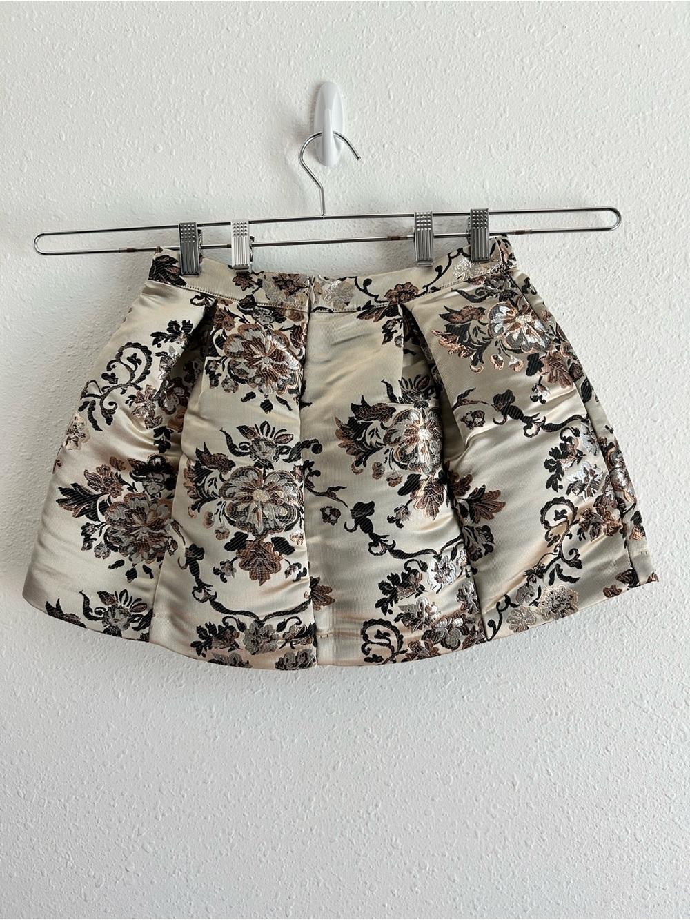 Free People Benjamine Mini Skirt Women's Size 0 Brown Beige Floral Jacquard - Picture 5 of 11